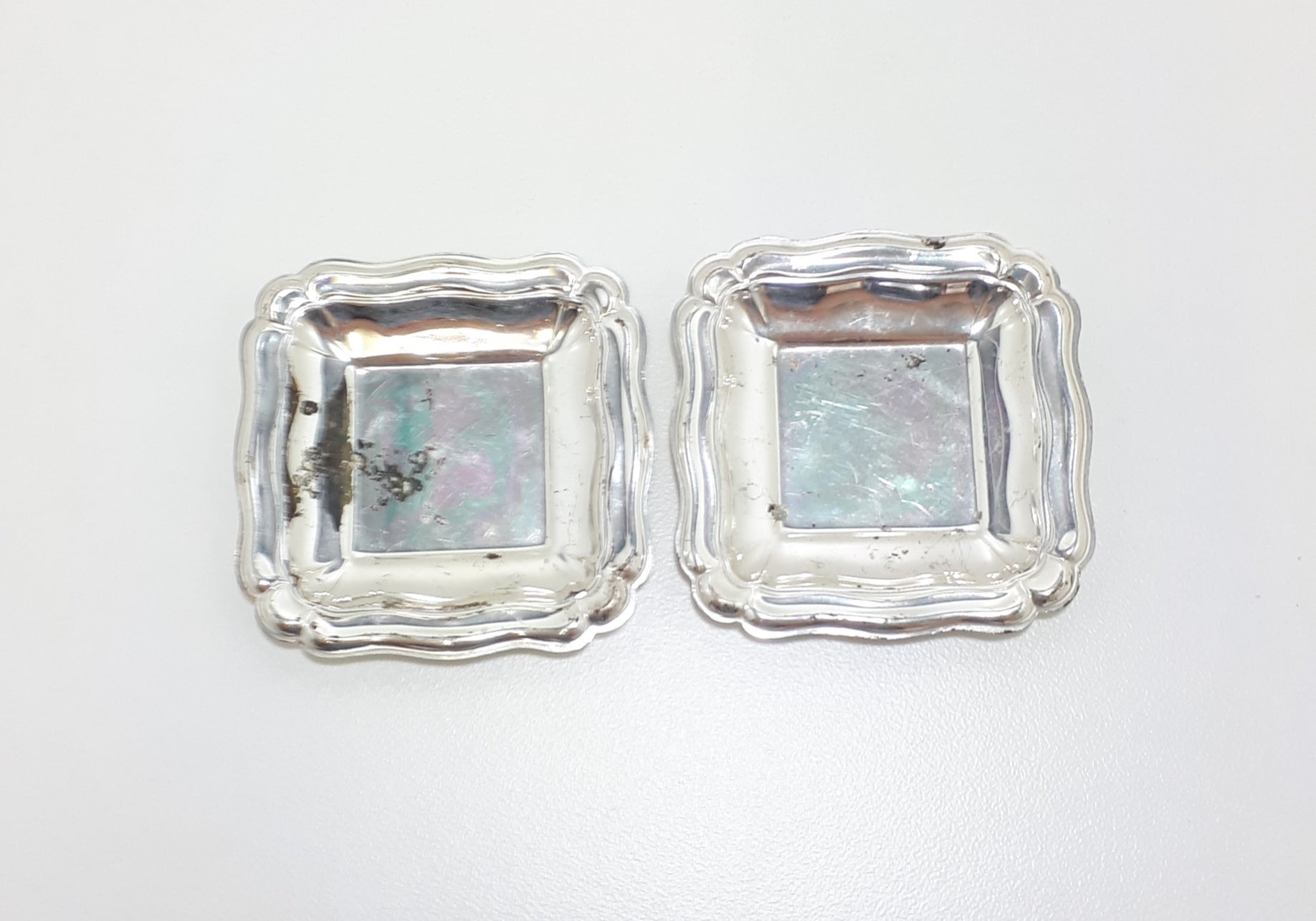 Set Of 2 Vintage Silver Plated Pin Dishes