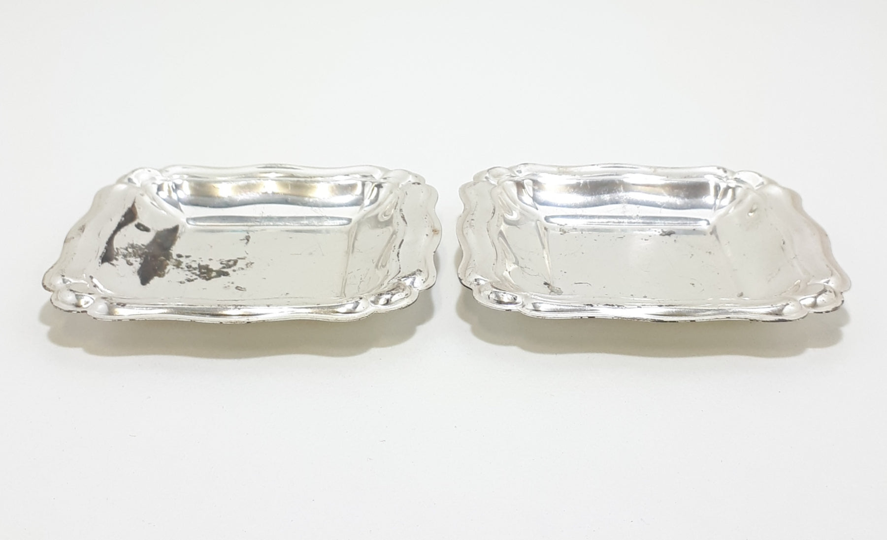Set Of 2 Vintage Silver Plated Pin Dishes