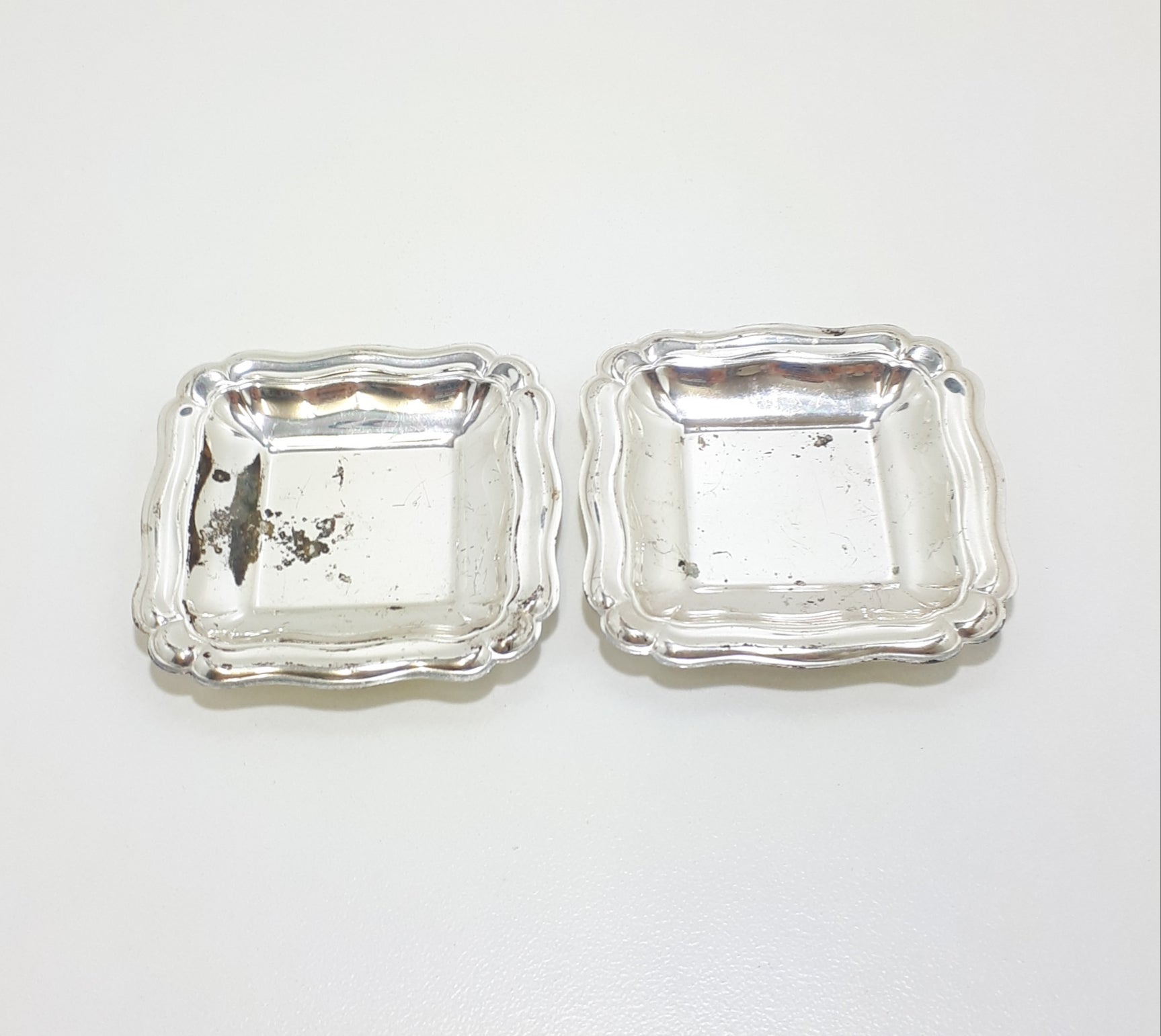 Set Of 2 Vintage Silver Plated Pin Dishes