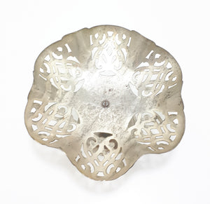 Vintage Silver Plated Tazza With Gothic Style Pierced Metal & Etched Patterning