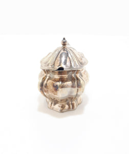 Vintage Tiny Edwardian Styled Silver Plated Mustard Pot With Hinged Lid