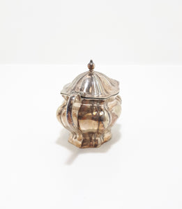 Vintage Tiny Edwardian Styled Silver Plated Mustard Pot With Hinged Lid