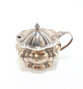 Vintage Tiny Edwardian Styled Silver Plated Mustard Pot With Hinged Lid