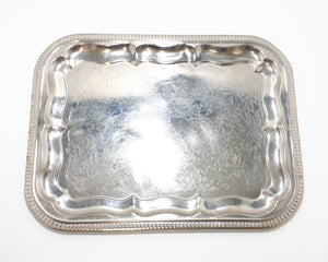Vintage Rectangular Shaped Serving Tray With Serpentine Verge