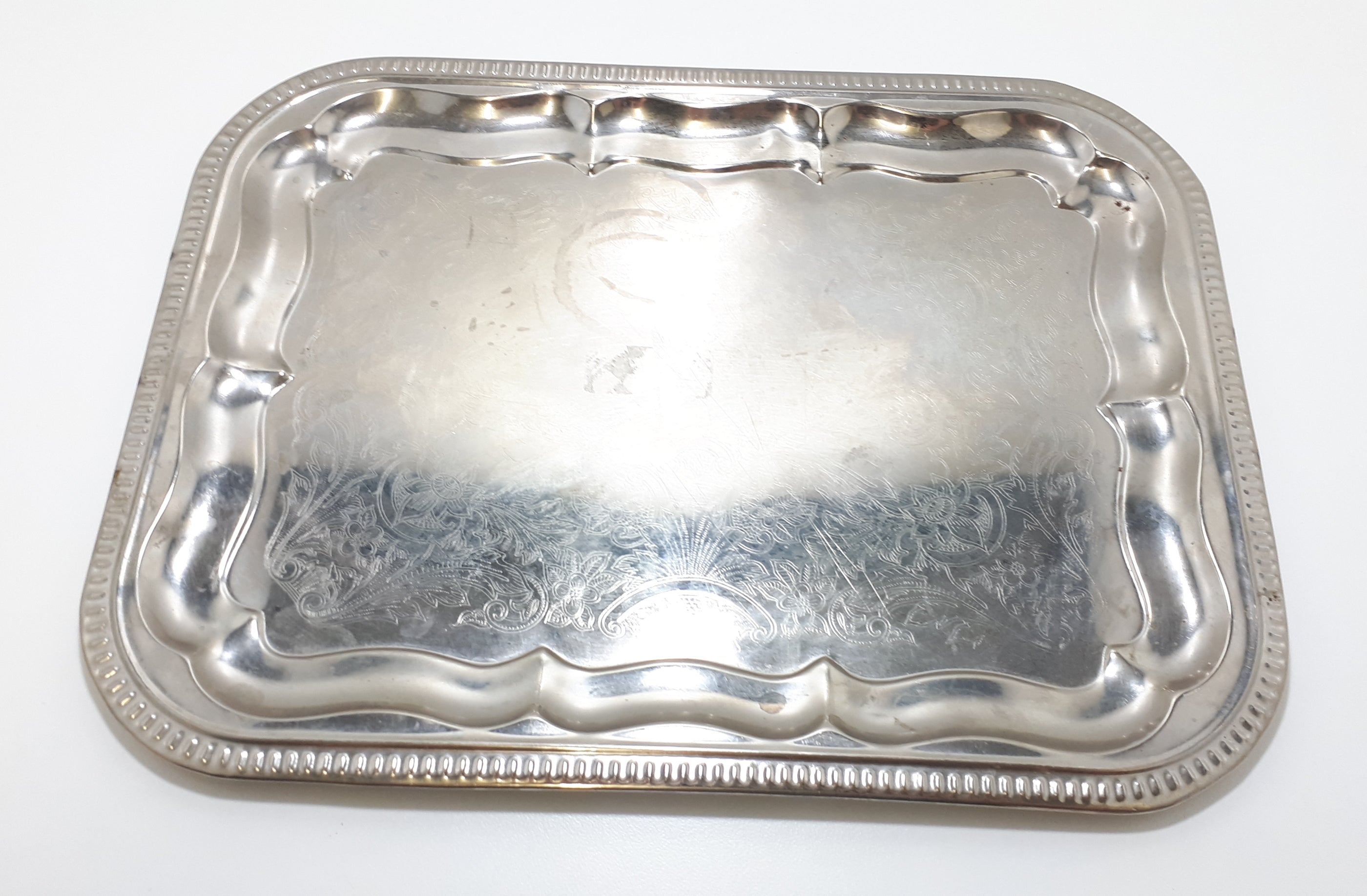 Vintage Rectangular Shaped Serving Tray With Serpentine Verge