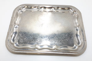 Vintage Rectangular Shaped Serving Tray With Serpentine Verge