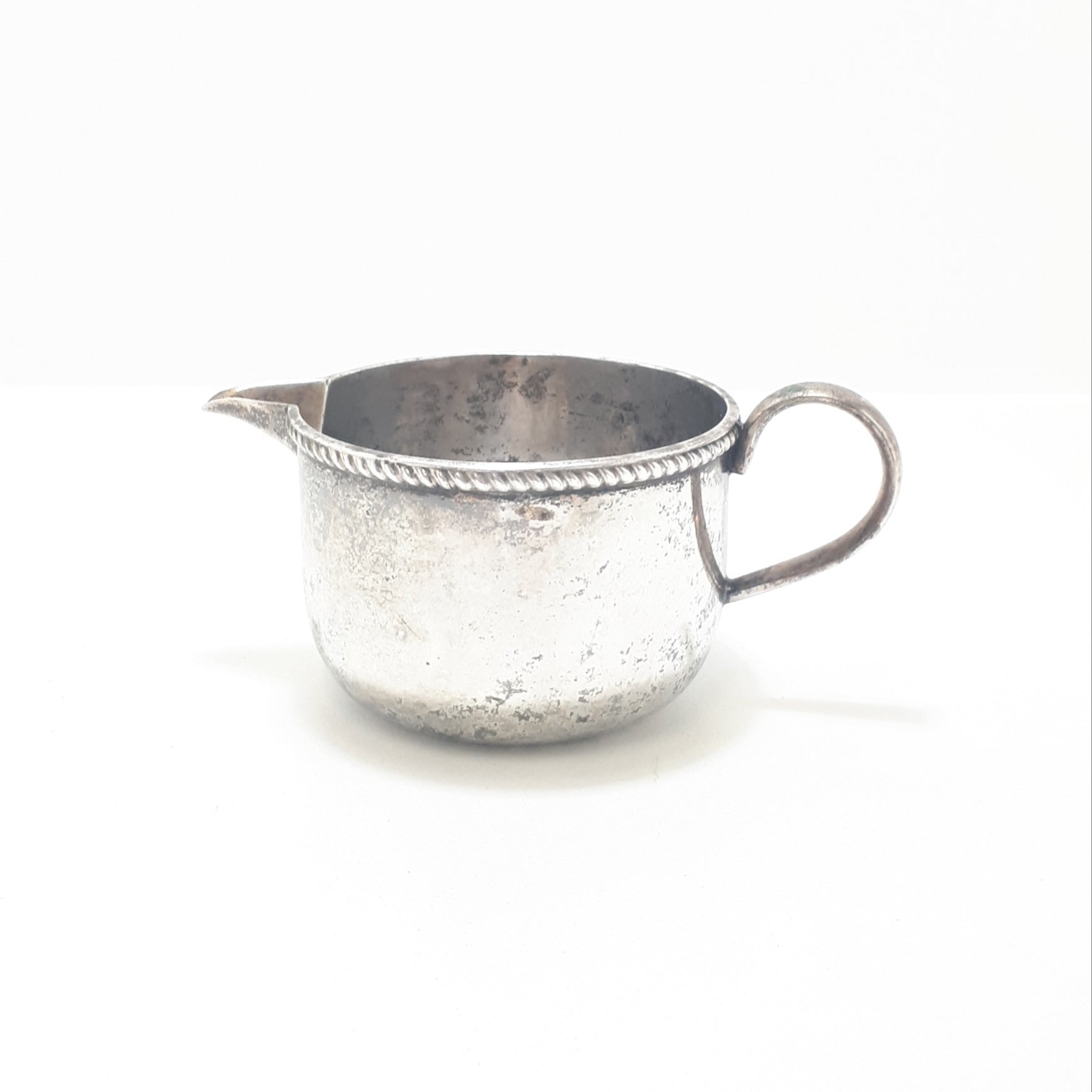 Vintage Silver Plated Creamer / Milk Jug With Roped Rim