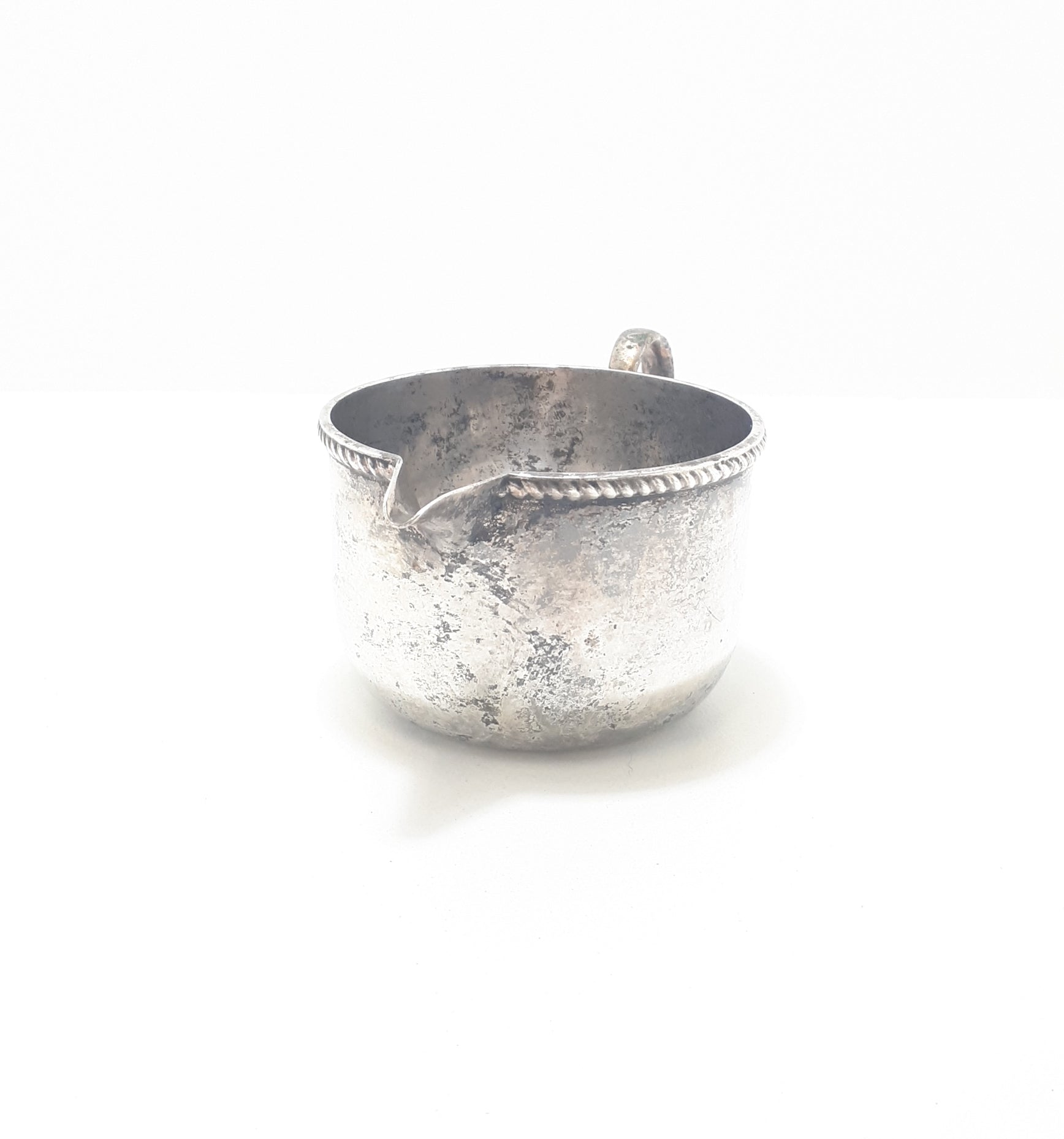 Vintage Silver Plated Creamer / Milk Jug With Roped Rim