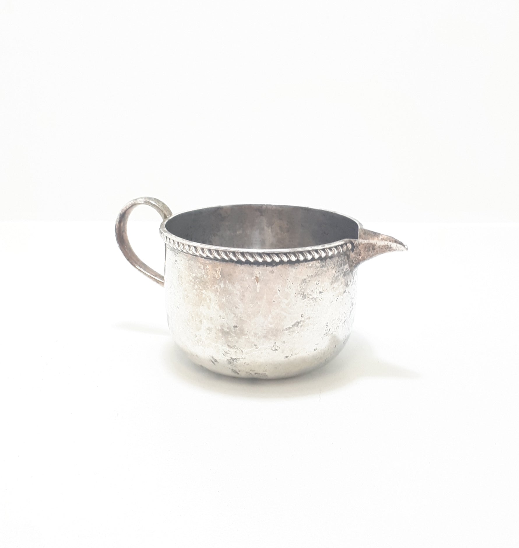 Vintage Silver Plated Creamer / Milk Jug With Roped Rim