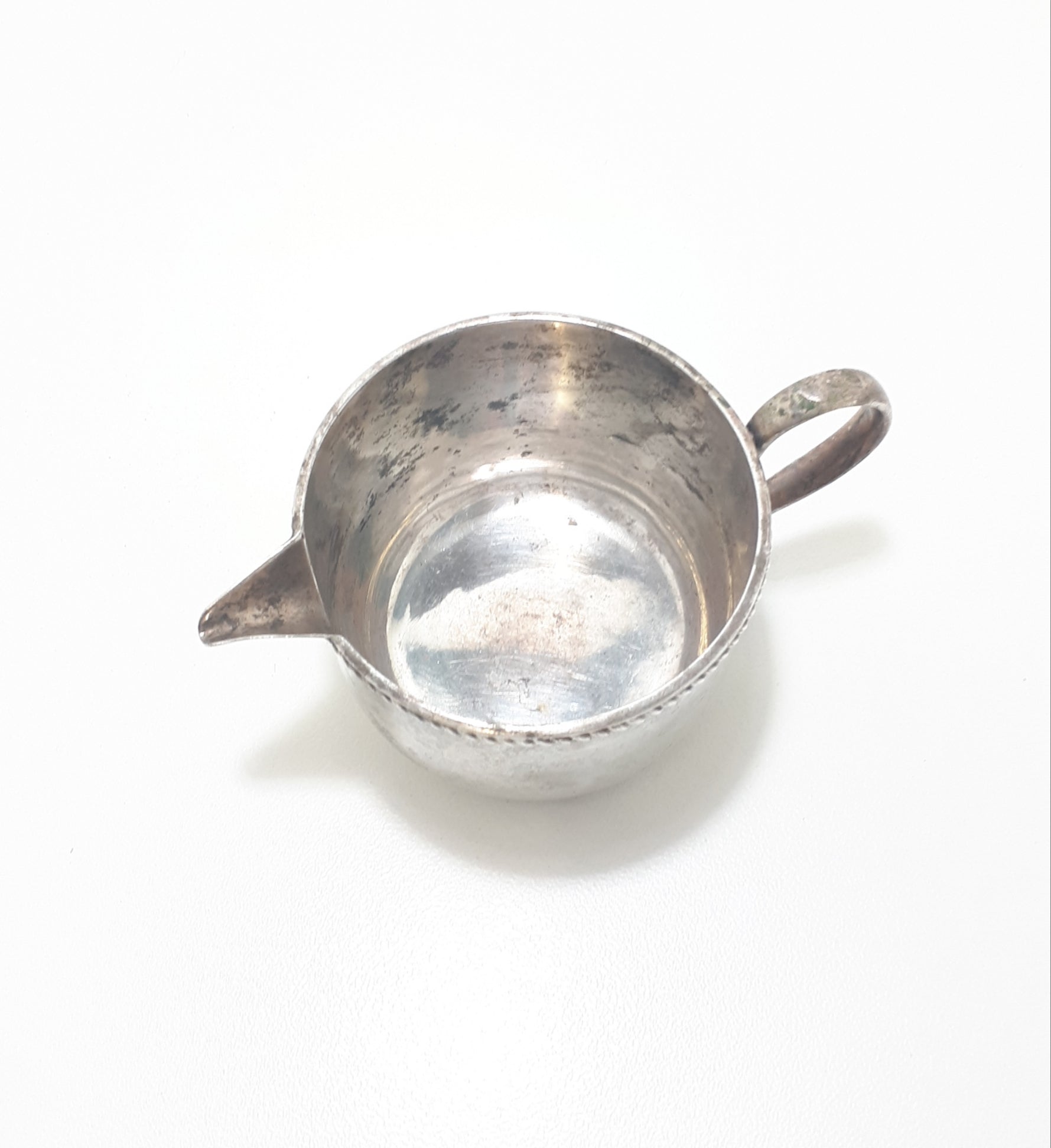 Vintage Silver Plated Creamer / Milk Jug With Roped Rim