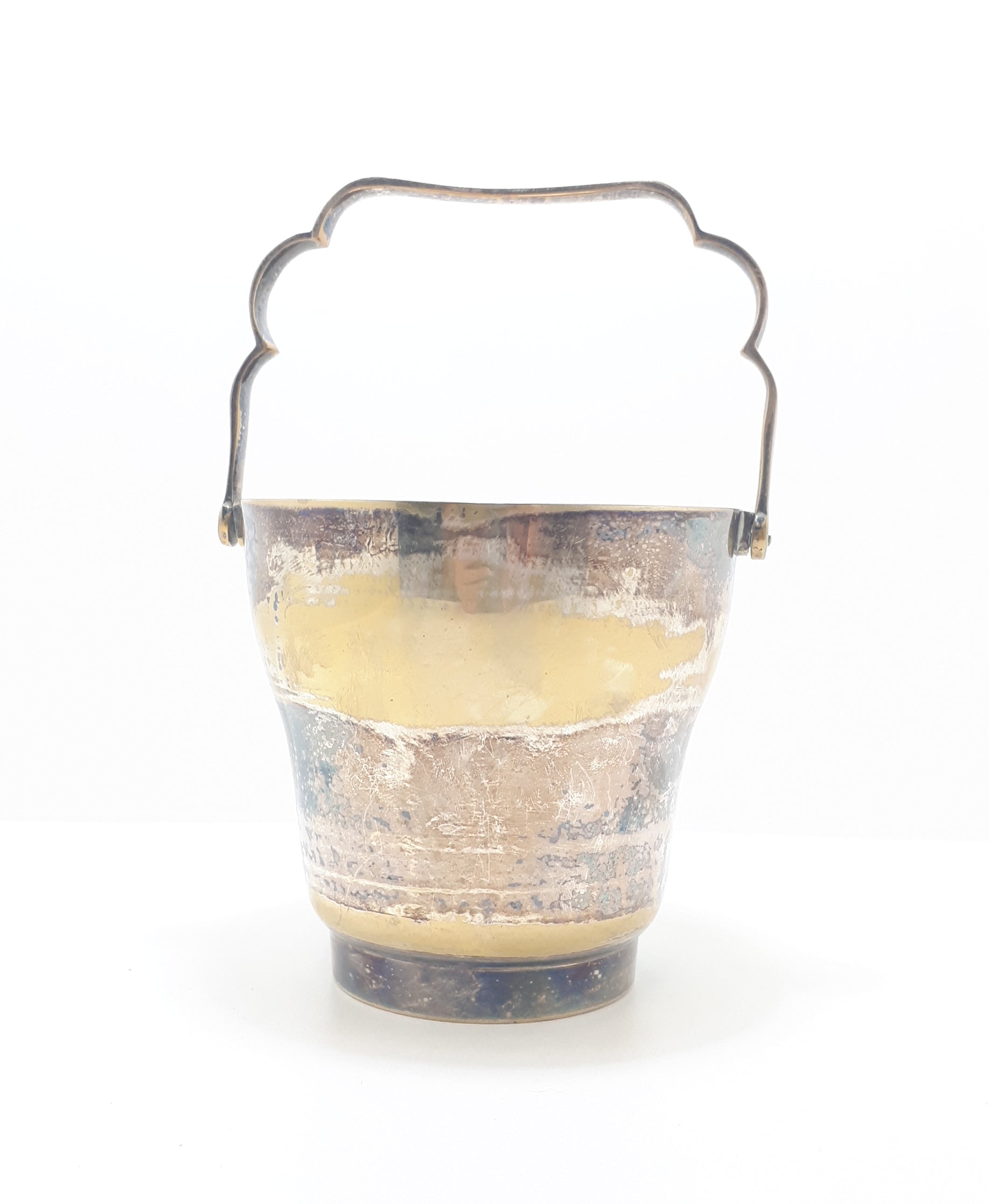 Small & Solid Vintage Ice Bucket With Swing Handle