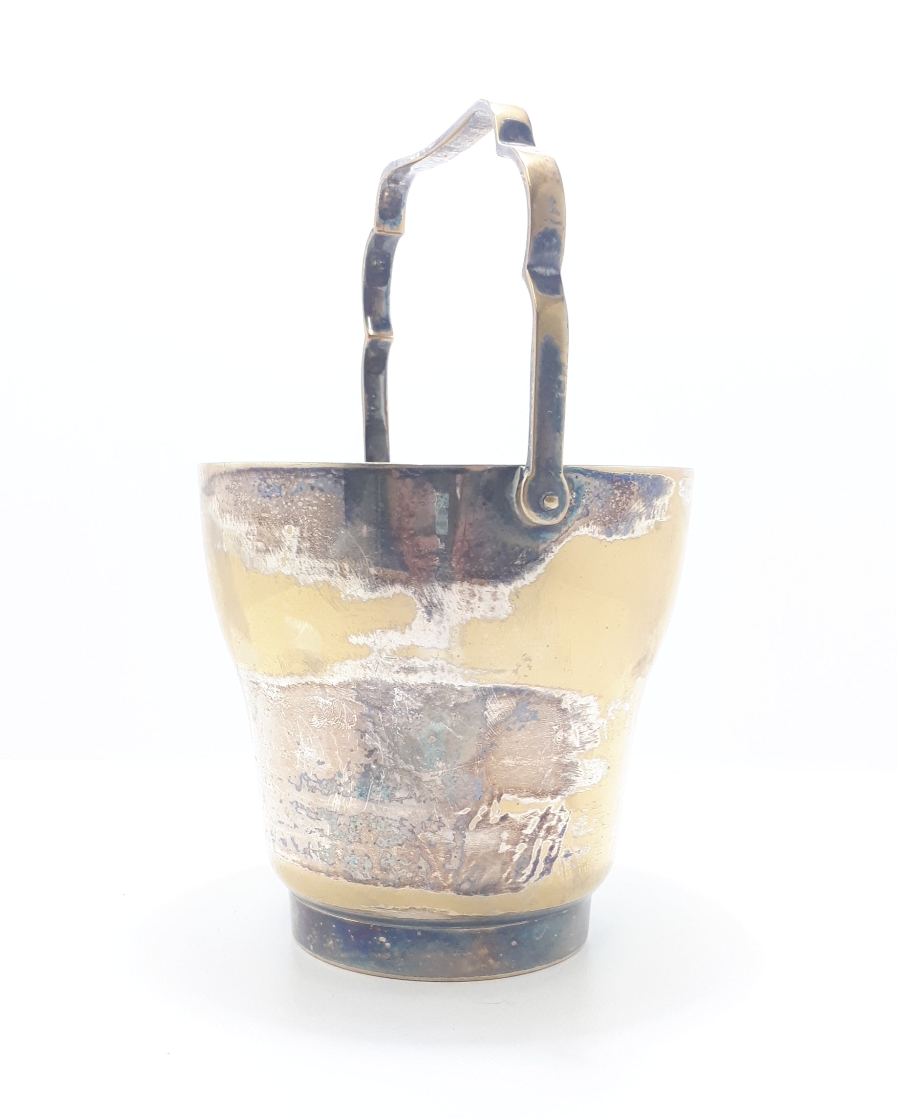 Small & Solid Vintage Ice Bucket With Swing Handle