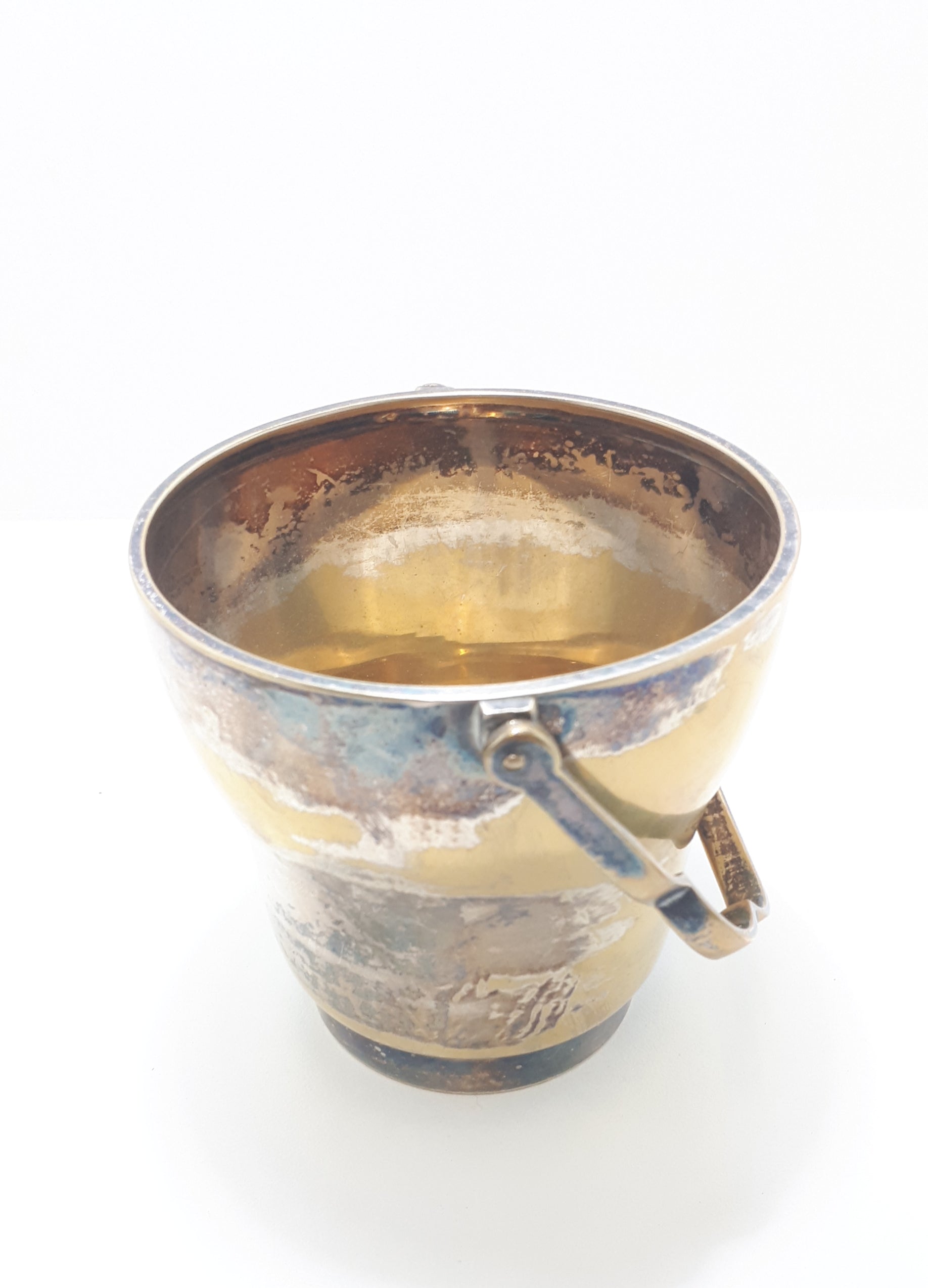 Small & Solid Vintage Ice Bucket With Swing Handle