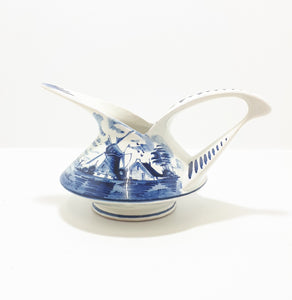 Uniquely Designed Vintage Art Dec o Blue On White Hand Painted Dutch Ceramic Jug – Delft Style