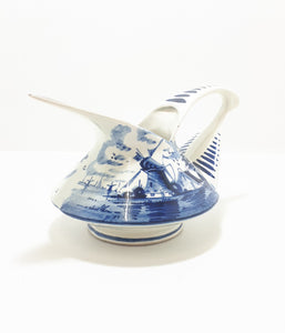 Uniquely Designed Vintage Art Dec o Blue On White Hand Painted Dutch Ceramic Jug – Delft Style