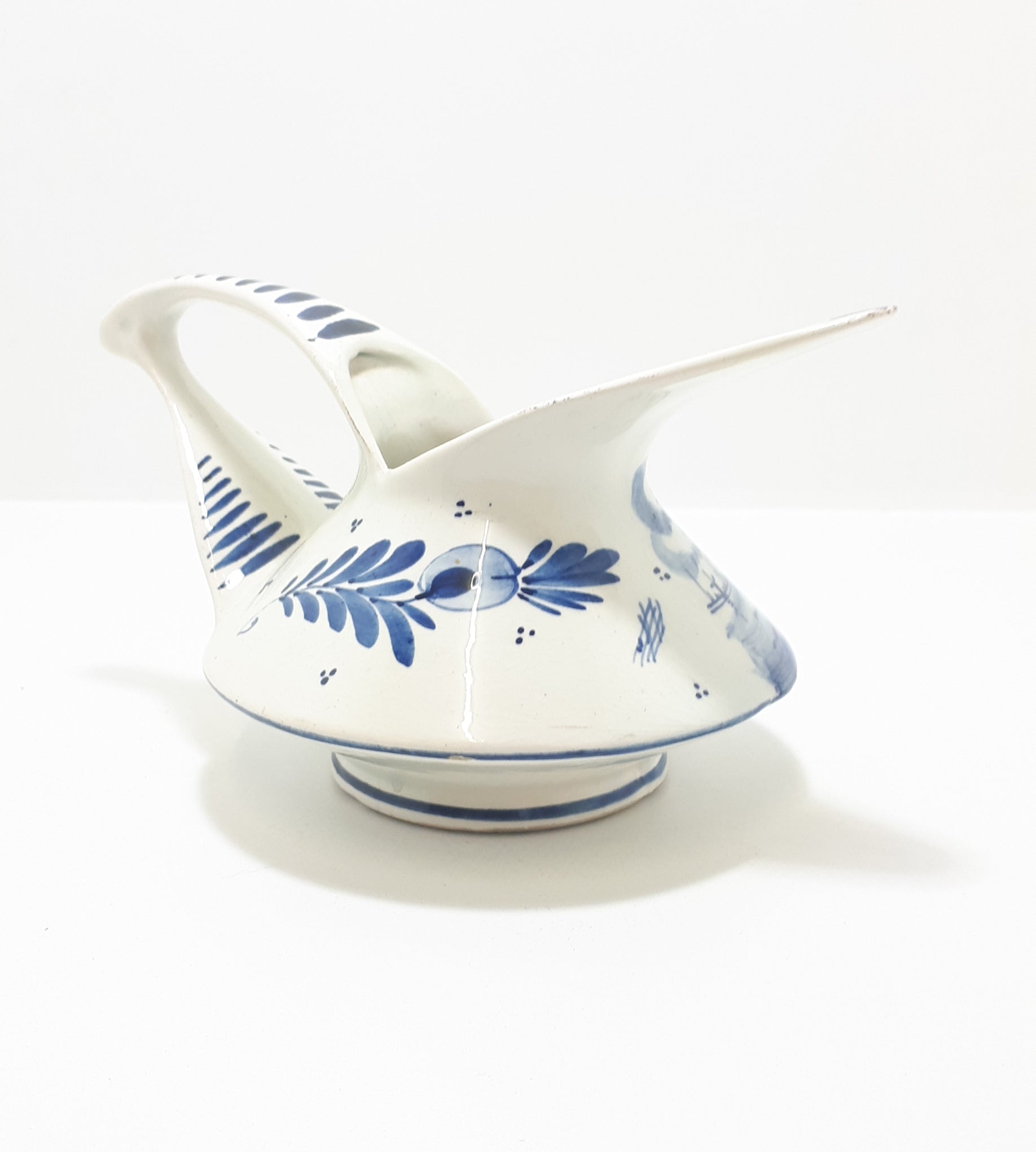 Uniquely Designed Vintage Art Dec o Blue On White Hand Painted Dutch Ceramic Jug – Delft Style