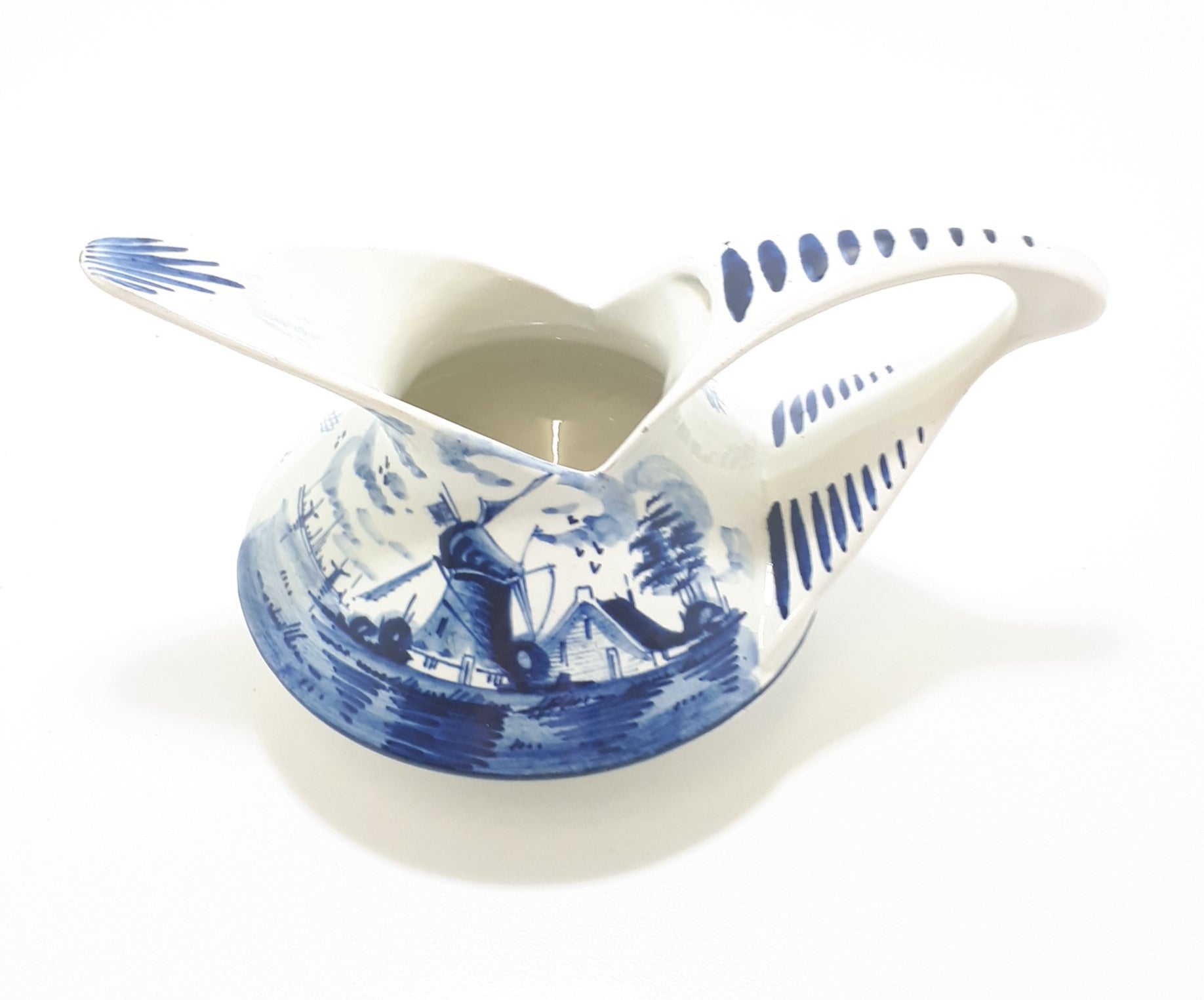 Uniquely Designed Vintage Art Dec o Blue On White Hand Painted Dutch Ceramic Jug – Delft Style