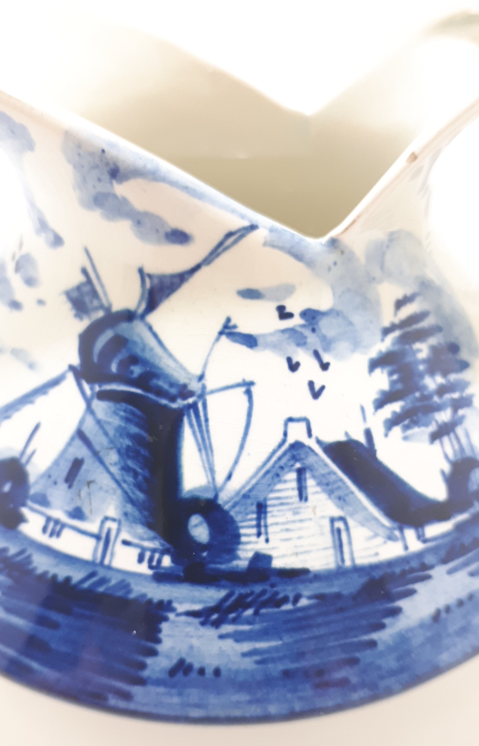 Uniquely Designed Vintage Art Dec o Blue On White Hand Painted Dutch Ceramic Jug – Delft Style
