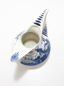 Uniquely Designed Vintage Art Dec o Blue On White Hand Painted Dutch Ceramic Jug – Delft Style