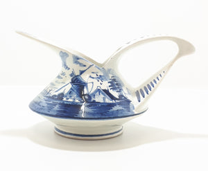 Uniquely Designed Vintage Art Dec o Blue On White Hand Painted Dutch Ceramic Jug – Delft Style