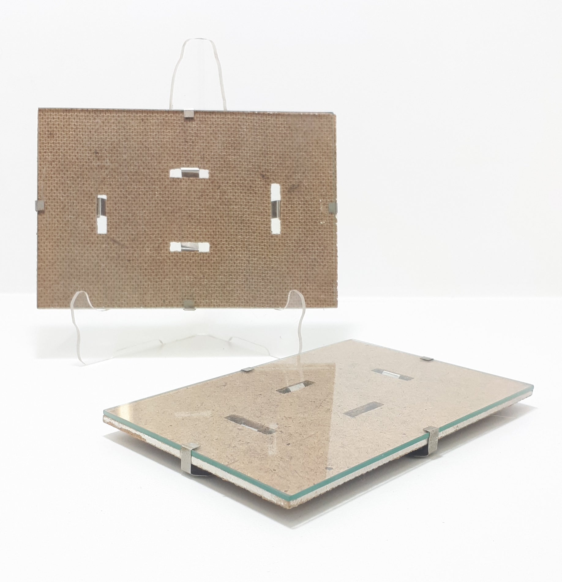 Contemporary Pair Of Board & Glass Photo Frames