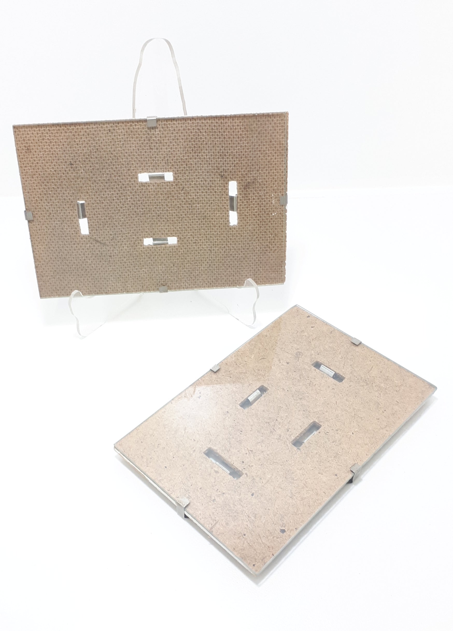 Contemporary Pair Of Board & Glass Photo Frames