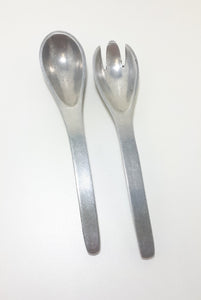 Contemporary Set Of Designer Salad Servers (Aluminium Like)