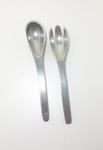 Contemporary Set Of Designer Salad Servers (Aluminium Like)