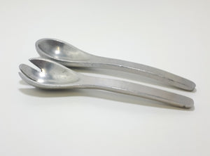 Contemporary Set Of Designer Salad Servers (Aluminium Like)
