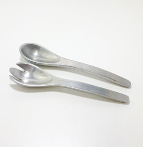 Contemporary Set Of Designer Salad Servers (Aluminium Like)