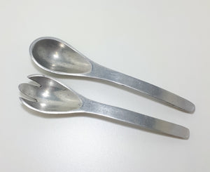 Contemporary Set Of Designer Salad Servers (Aluminium Like)