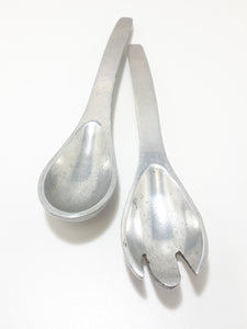 Contemporary Set Of Designer Salad Servers (Aluminium Like)