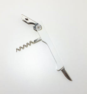 Stainless Steel & White Acrylic Sommelier / Waiter’s Friend Combination Corkscrew & Bottle Opener