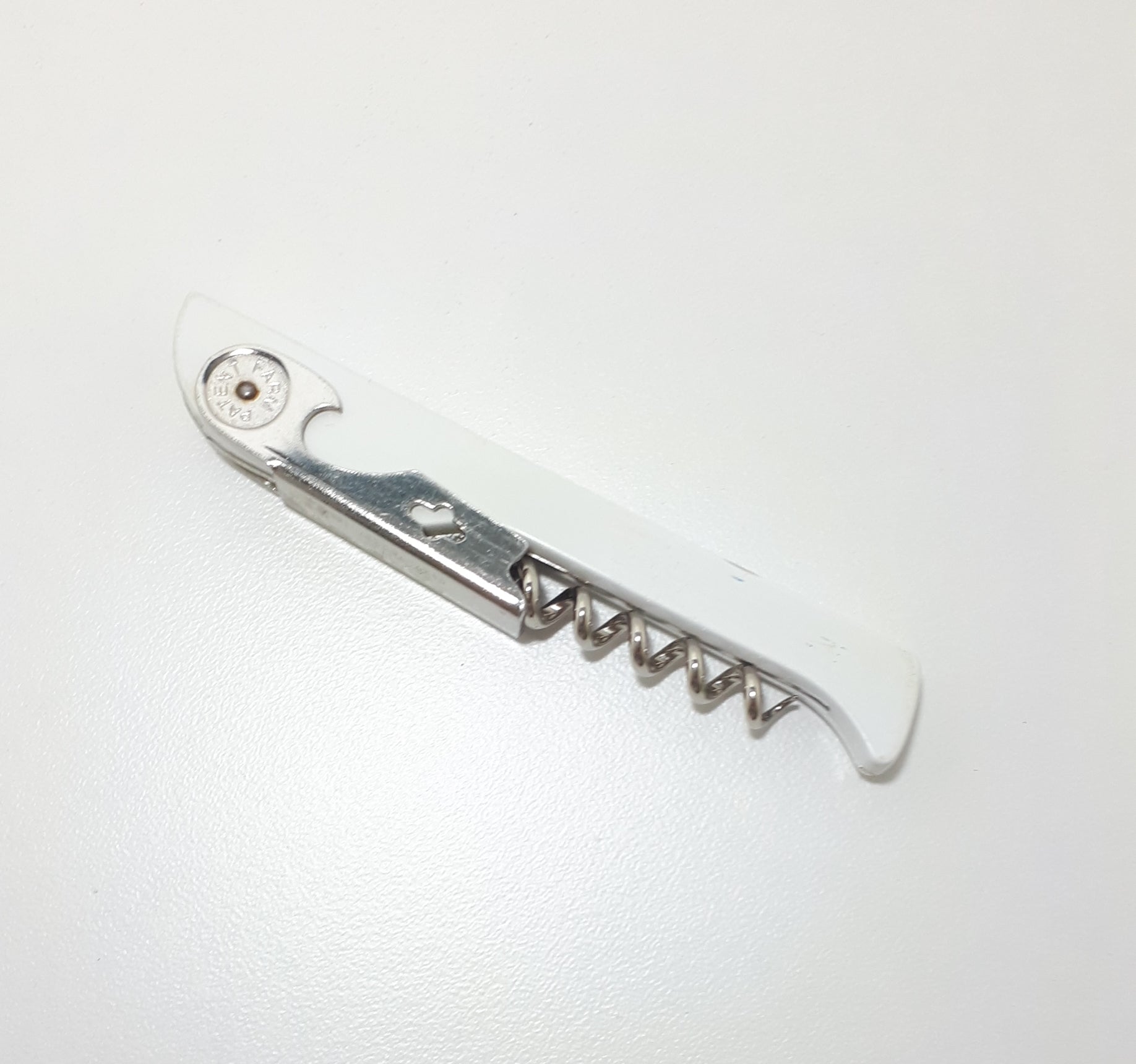 Stainless Steel & White Acrylic Sommelier / Waiter’s Friend Combination Corkscrew & Bottle Opener
