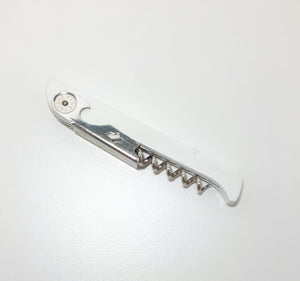 Stainless Steel & White Acrylic Sommelier / Waiter’s Friend Combination Corkscrew & Bottle Opener