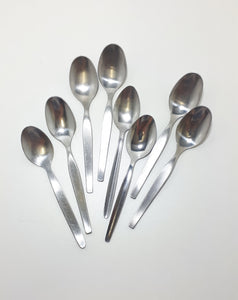 Assembled Set Of 8 Different Stainless Steel Tea Spoons