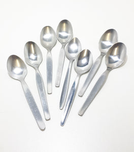 Assembled Set Of 8 Different Stainless Steel Tea Spoons