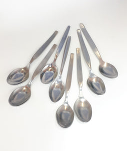Assembled Set Of 8 Different Stainless Steel Tea Spoons