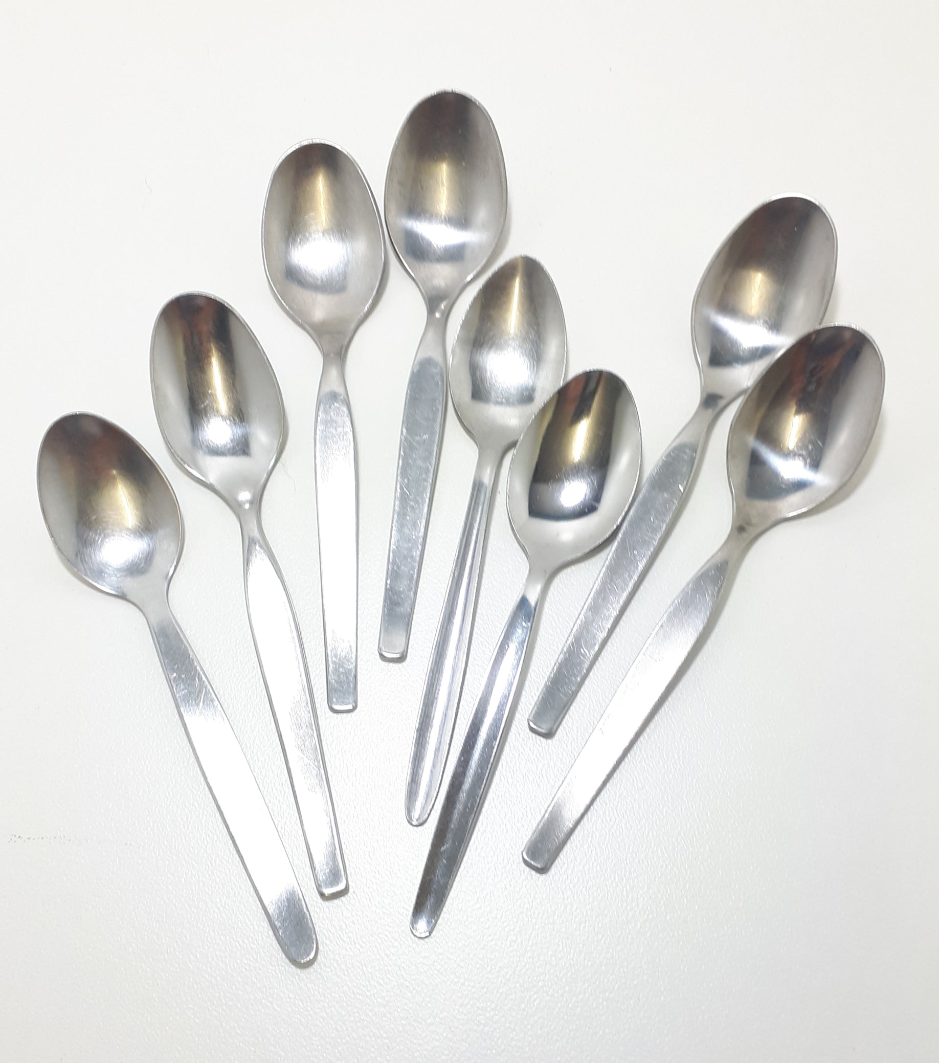 Assembled Set Of 8 Different Stainless Steel Tea Spoons
