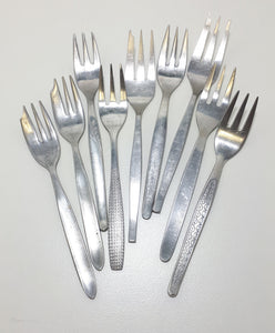 Assembled Set Of 9 Different Stainless Steel Cake / Pastry Forks