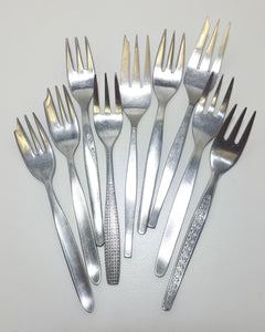 Assembled Set Of 9 Different Stainless Steel Cake / Pastry Forks