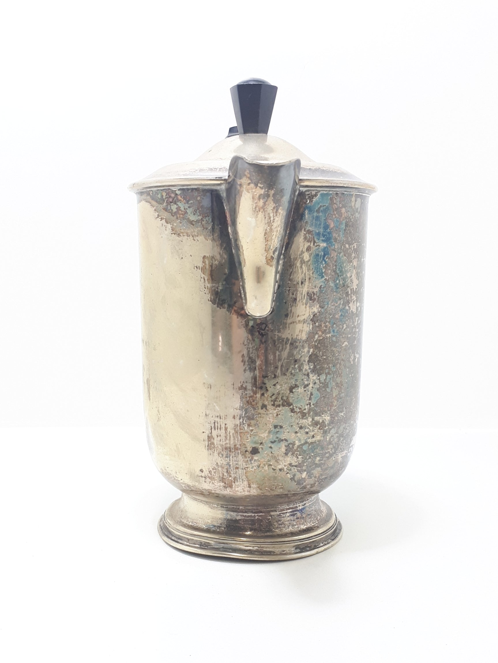 Early 1900’s Antique Silver Plated Coffee / Hot Water Pot With Black Bakelite Handle & Finial
