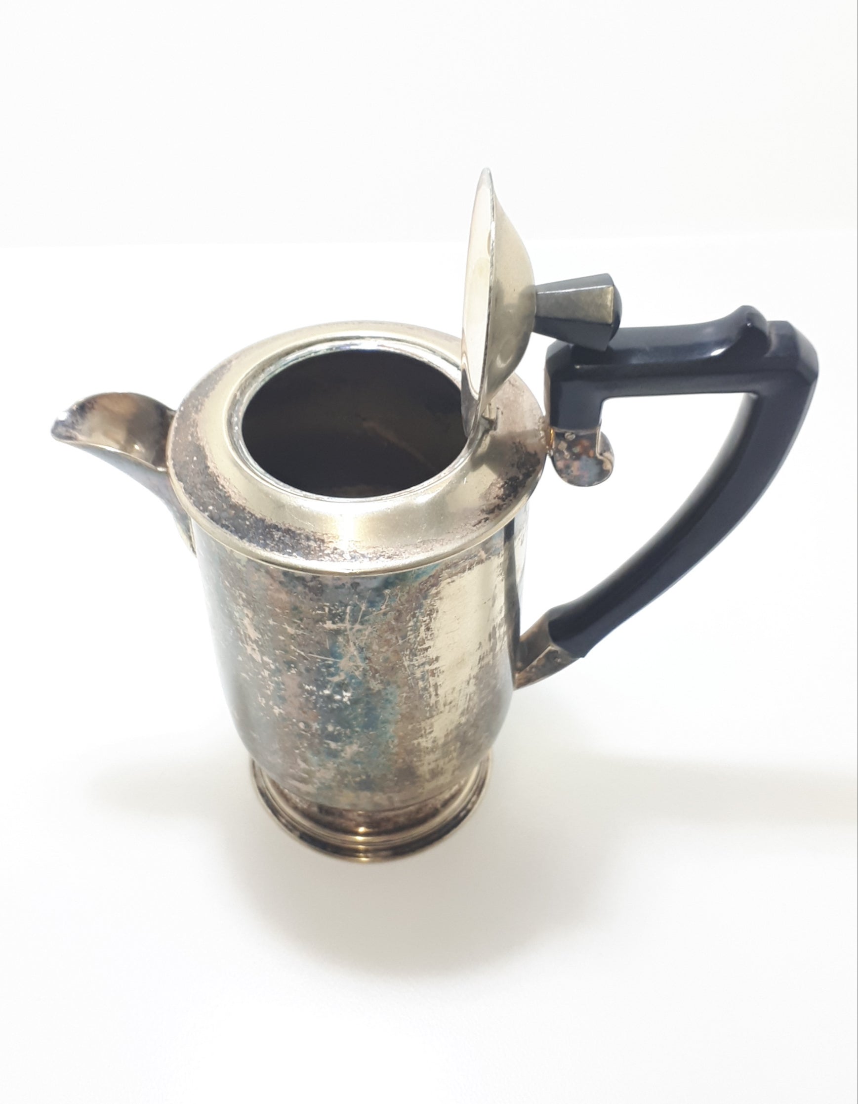 Early 1900’s Antique Silver Plated Coffee / Hot Water Pot With Black Bakelite Handle & Finial
