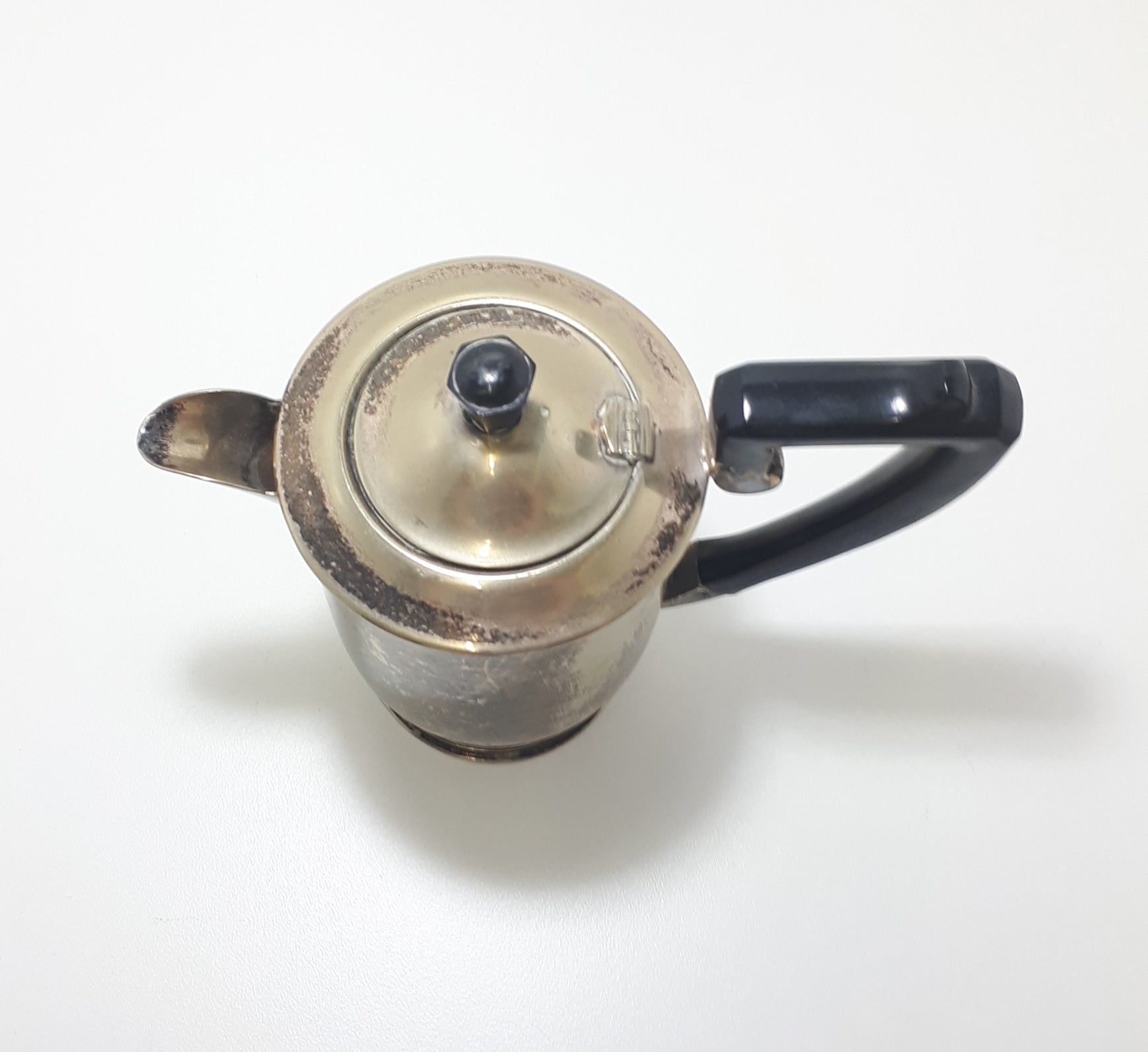 Early 1900’s Antique Silver Plated Coffee / Hot Water Pot With Black Bakelite Handle & Finial
