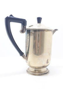 Early 1900’s Antique Silver Plated Coffee / Hot Water Pot With Black Bakelite Handle & Finial