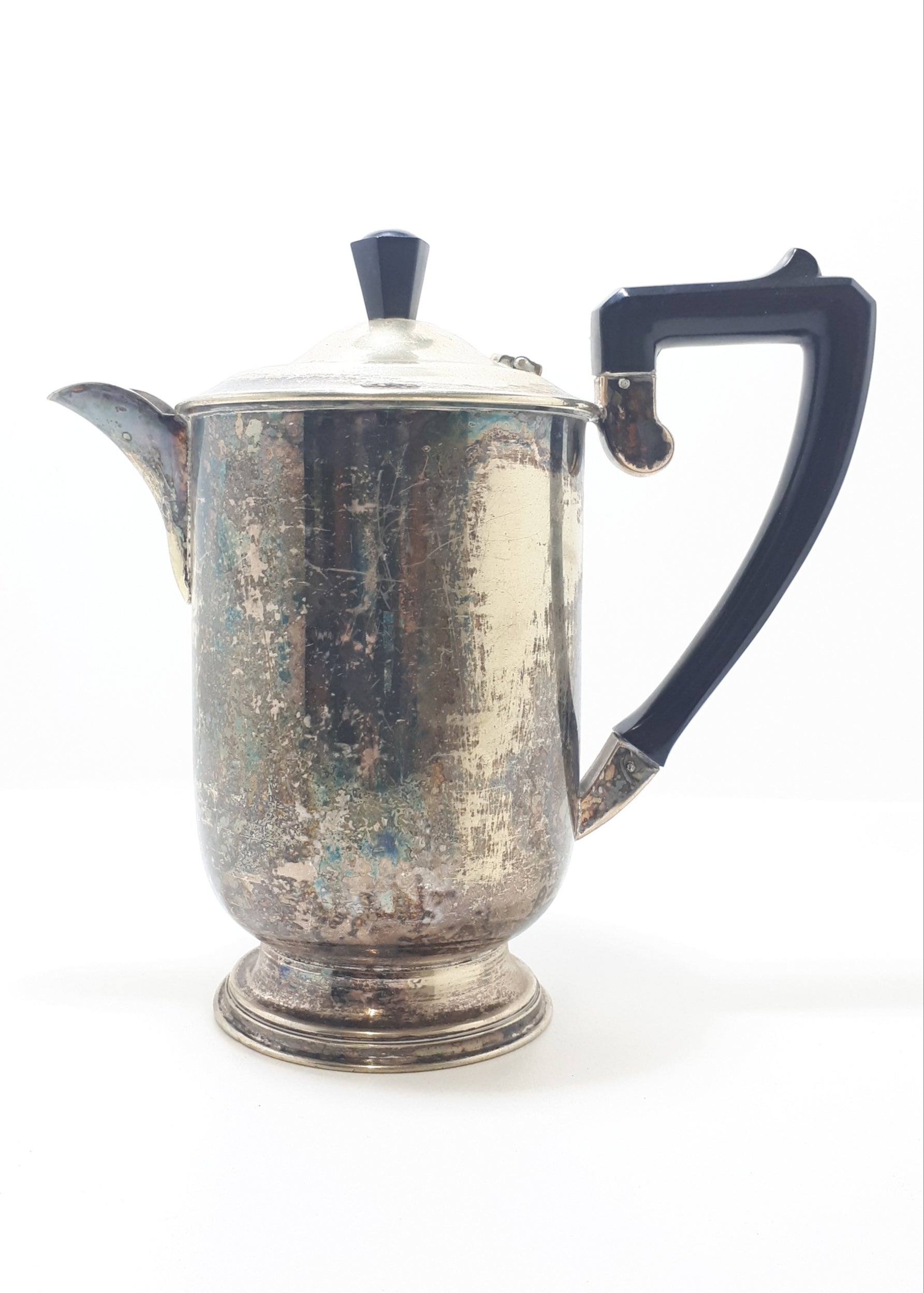 Early 1900’s Antique Silver Plated Coffee / Hot Water Pot With Black Bakelite Handle & Finial