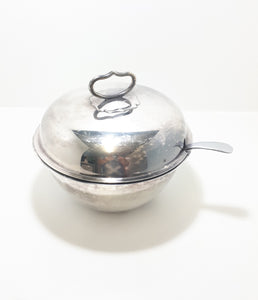 Early 1900’s Antique Silver Plated Soup Tureen With Vintage Potter Chromium Plated Soup Ladle