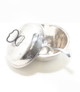 Early 1900’s Antique Silver Plated Soup Tureen With Vintage Potter Chromium Plated Soup Ladle