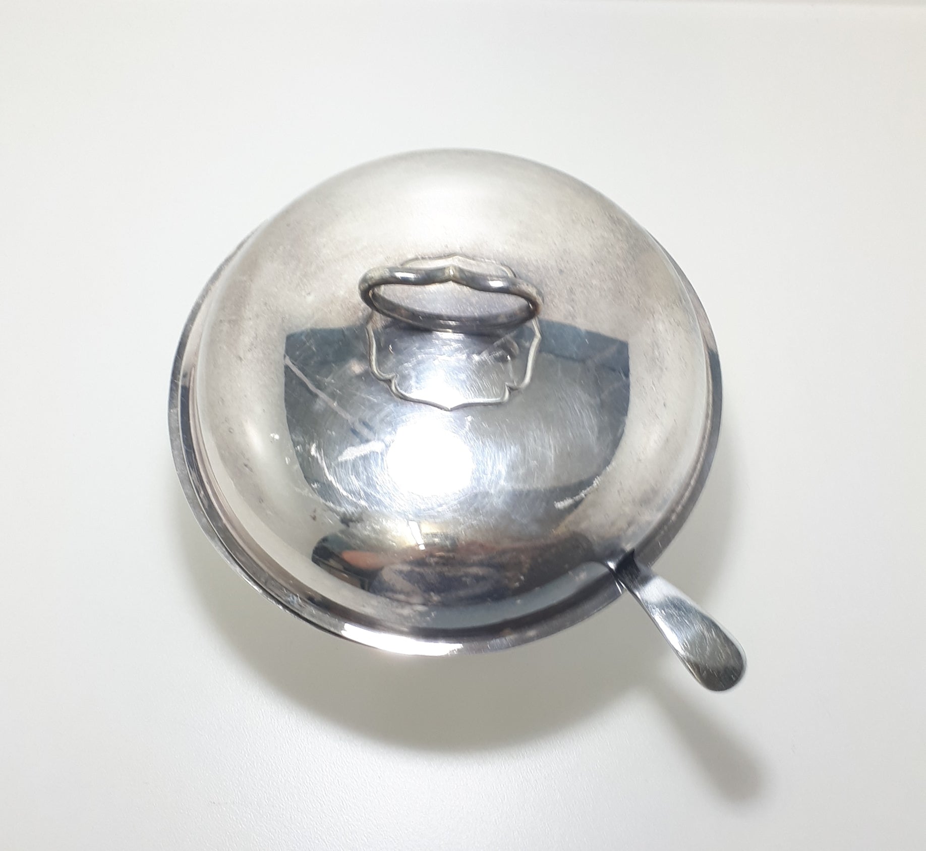 Early 1900’s Antique Silver Plated Soup Tureen With Vintage Potter Chromium Plated Soup Ladle