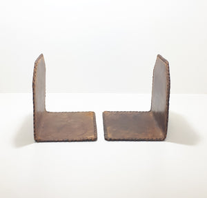 Vintage Set Of Two Kingfisher Etched Genuine Leather Bookends